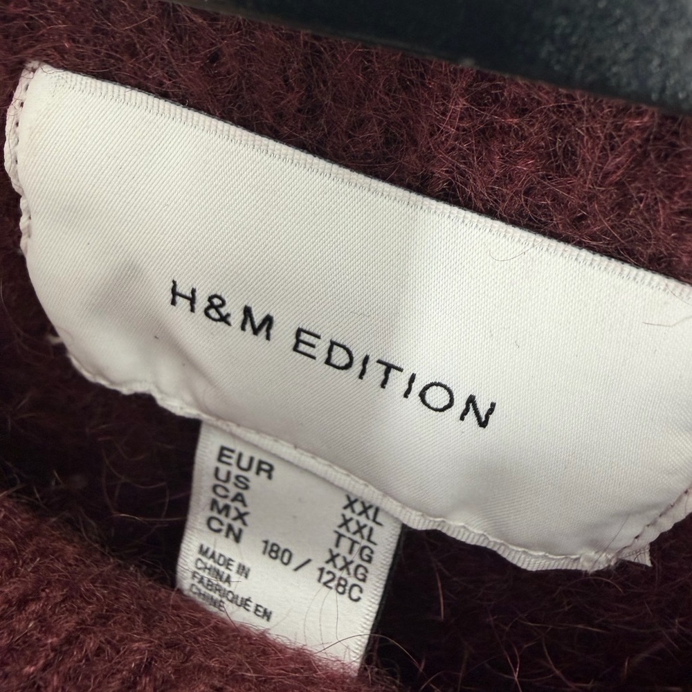 H&M Edition Premium Selection Oversized Mohair Wool Blend Sweater In Burgundy - Picture 5 of 8